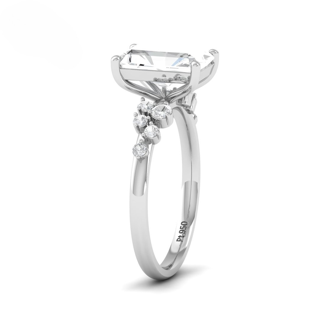 Lina Radiant Cut Diamond Engagement Ring With Diamond Accent Band