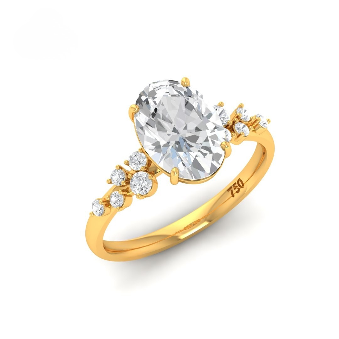 Lina Oval Cut Diamond Engagement Ring With Diamond Accent Band