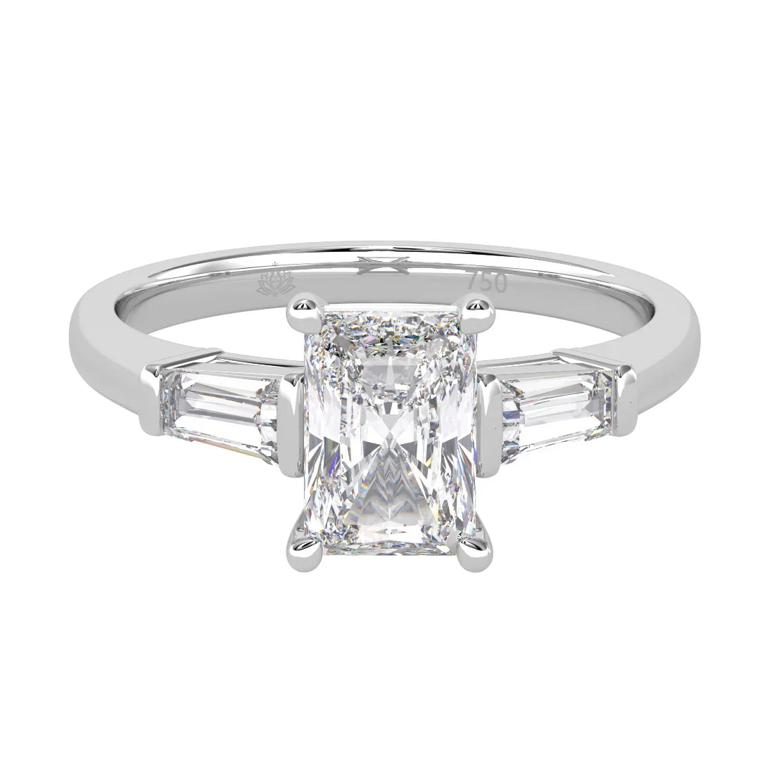 Aurora Radiant Diamond Ring with Tapered Baguette Accents