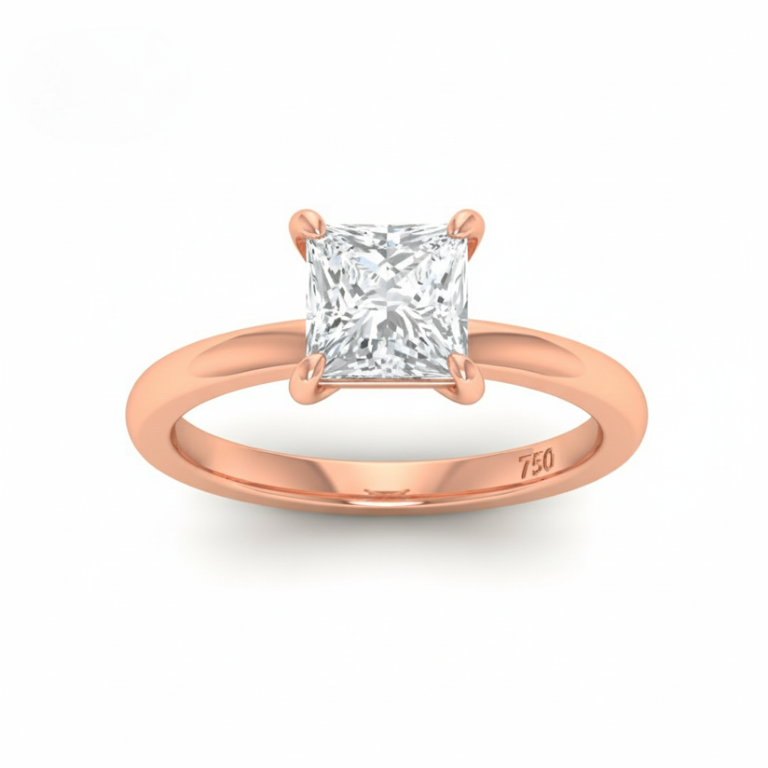 Anaya Solitaire Princess Cut With Diamond Engagement Ring