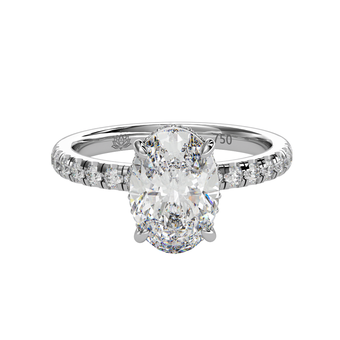 Persephone Oval Hidden Halo Diamond Ring