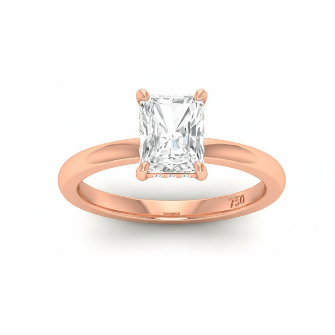 Kiara Radiant Cut Diamond With Hidden Halo Engagement Ring