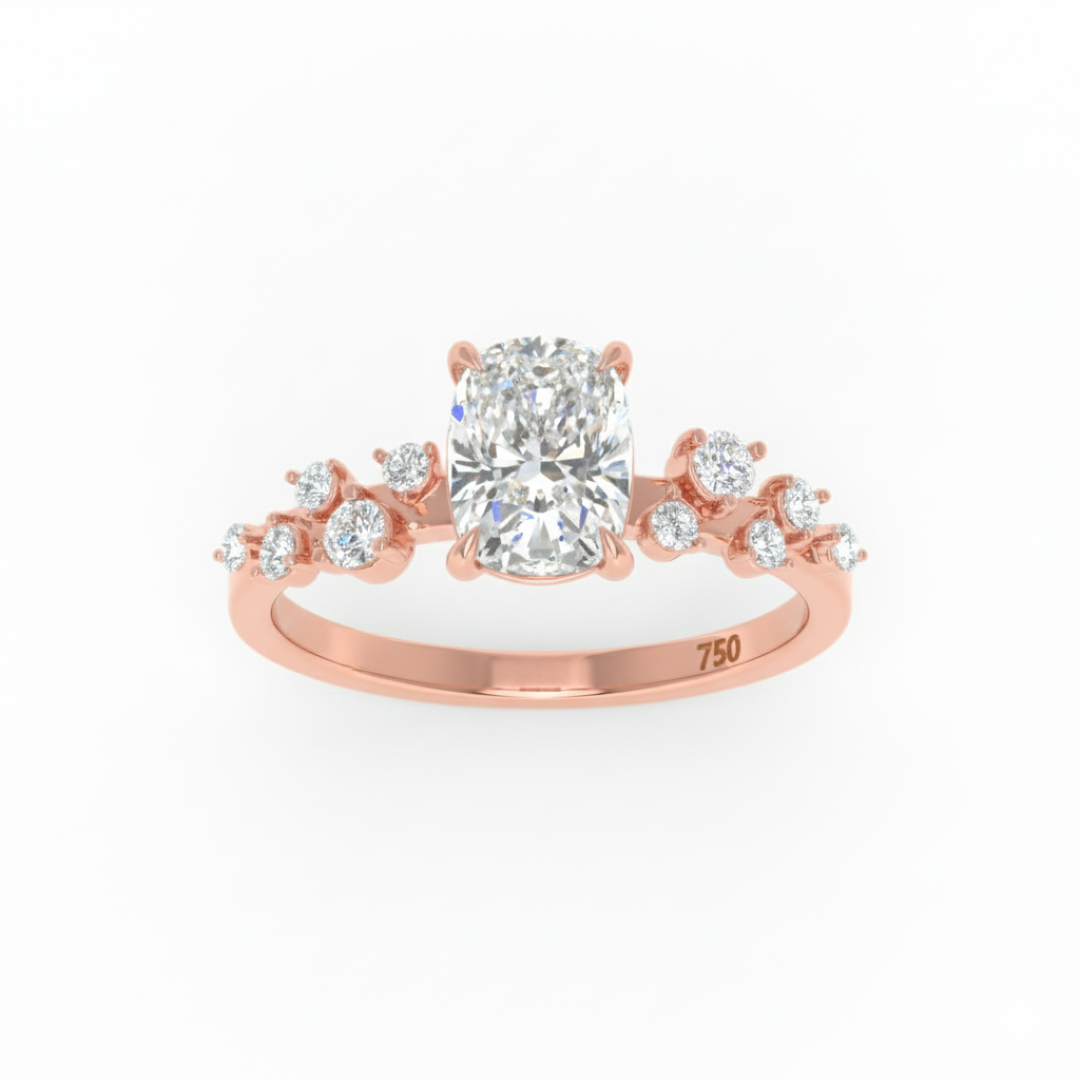 Lina Cushion Cut Diamond Engagement Ring With Diamond Accent Band