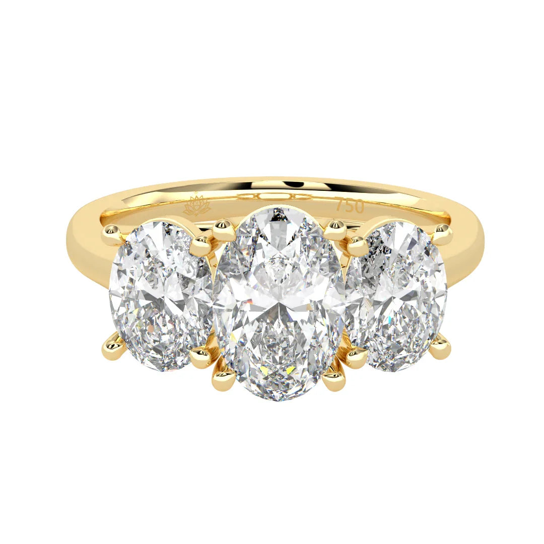Genevieve Three Stone Oval Diamond Ring