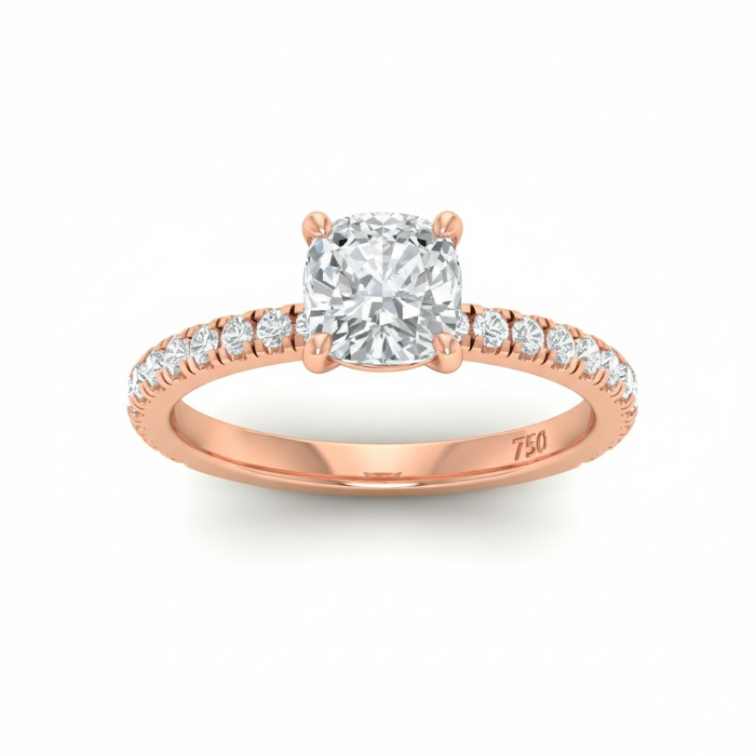 Athena Cushion With Diamond Band Engagement Ring