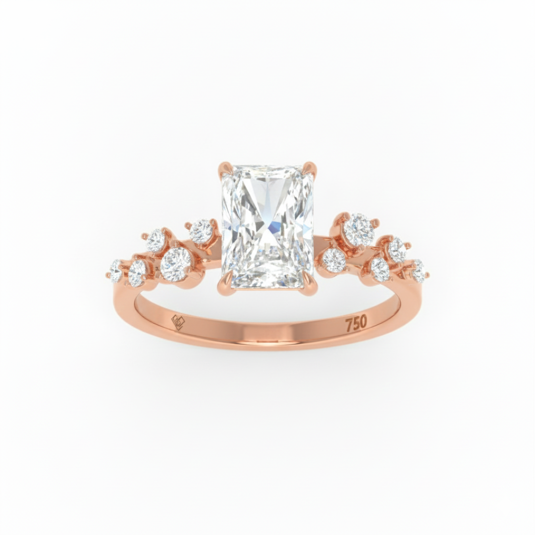 Lina Radiant Cut Diamond Engagement Ring With Diamond Accent Band
