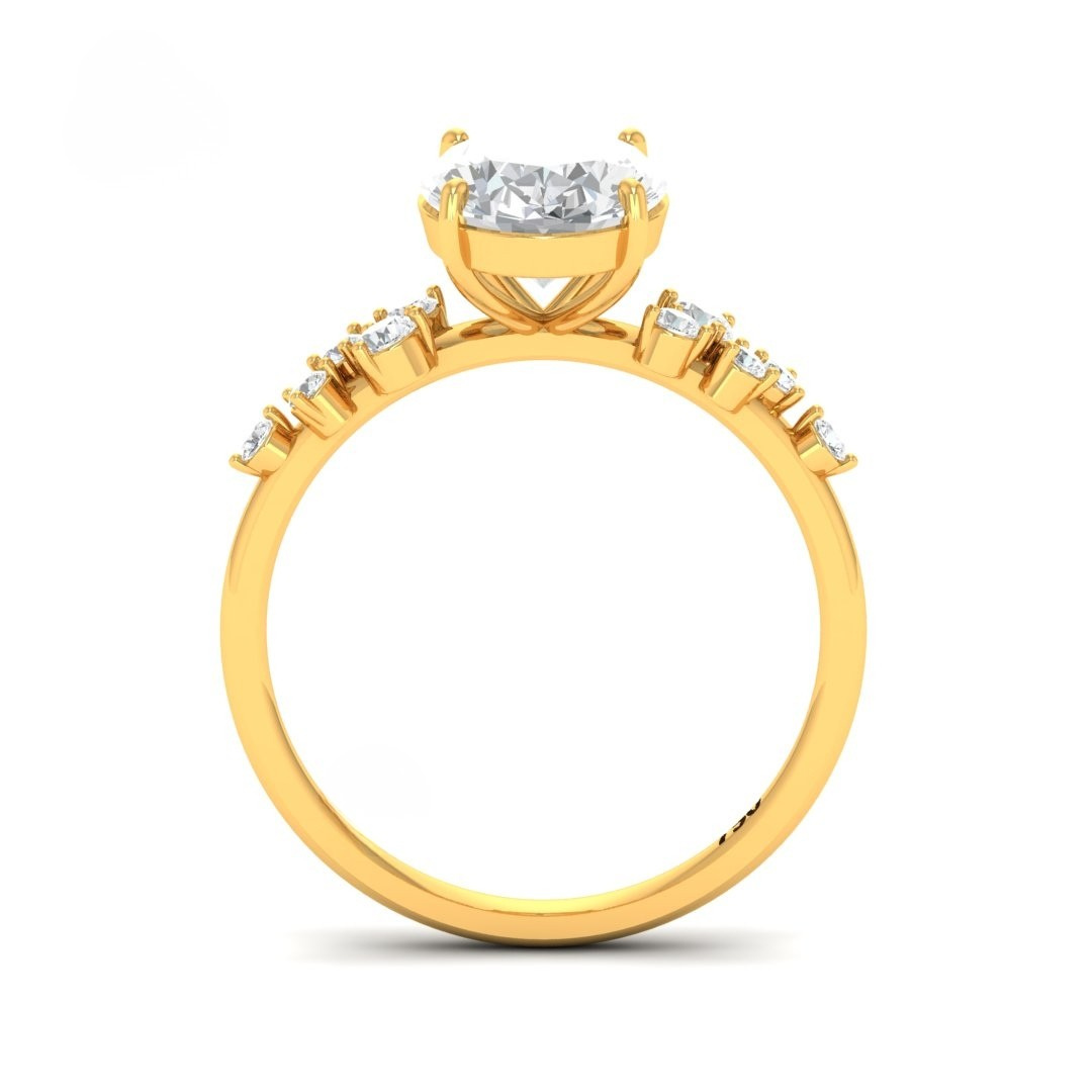 Lina Oval Cut Diamond Engagement Ring With Diamond Accent Band