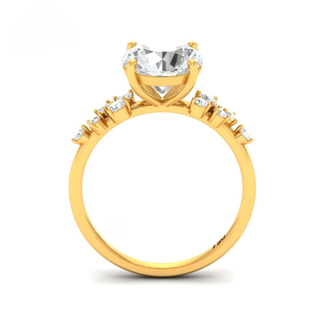 Lina Round Cut Diamond Engagement Ring With Diamond Accent Band