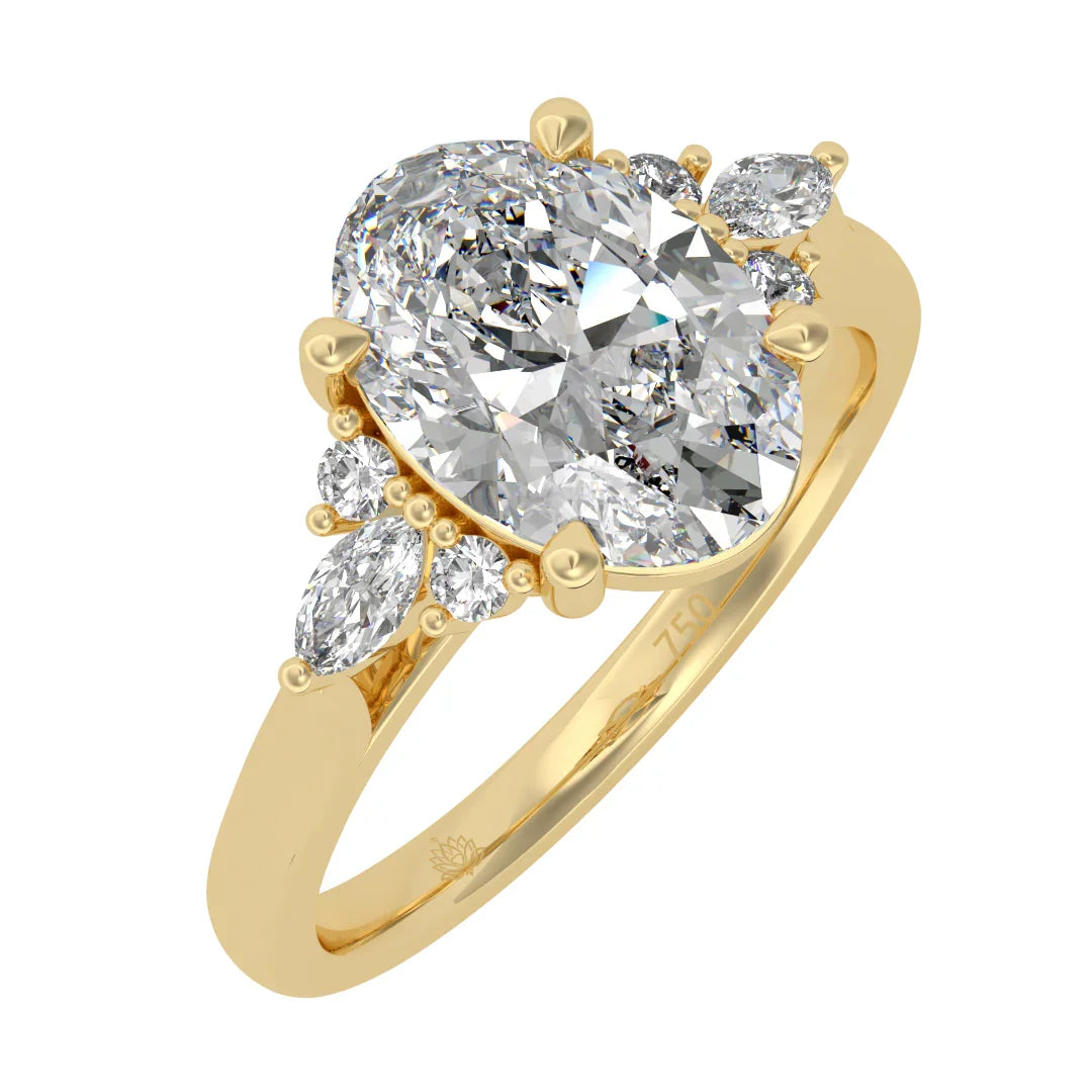 Grandeur Oval Diamond Ring with Sparkling Accent Band