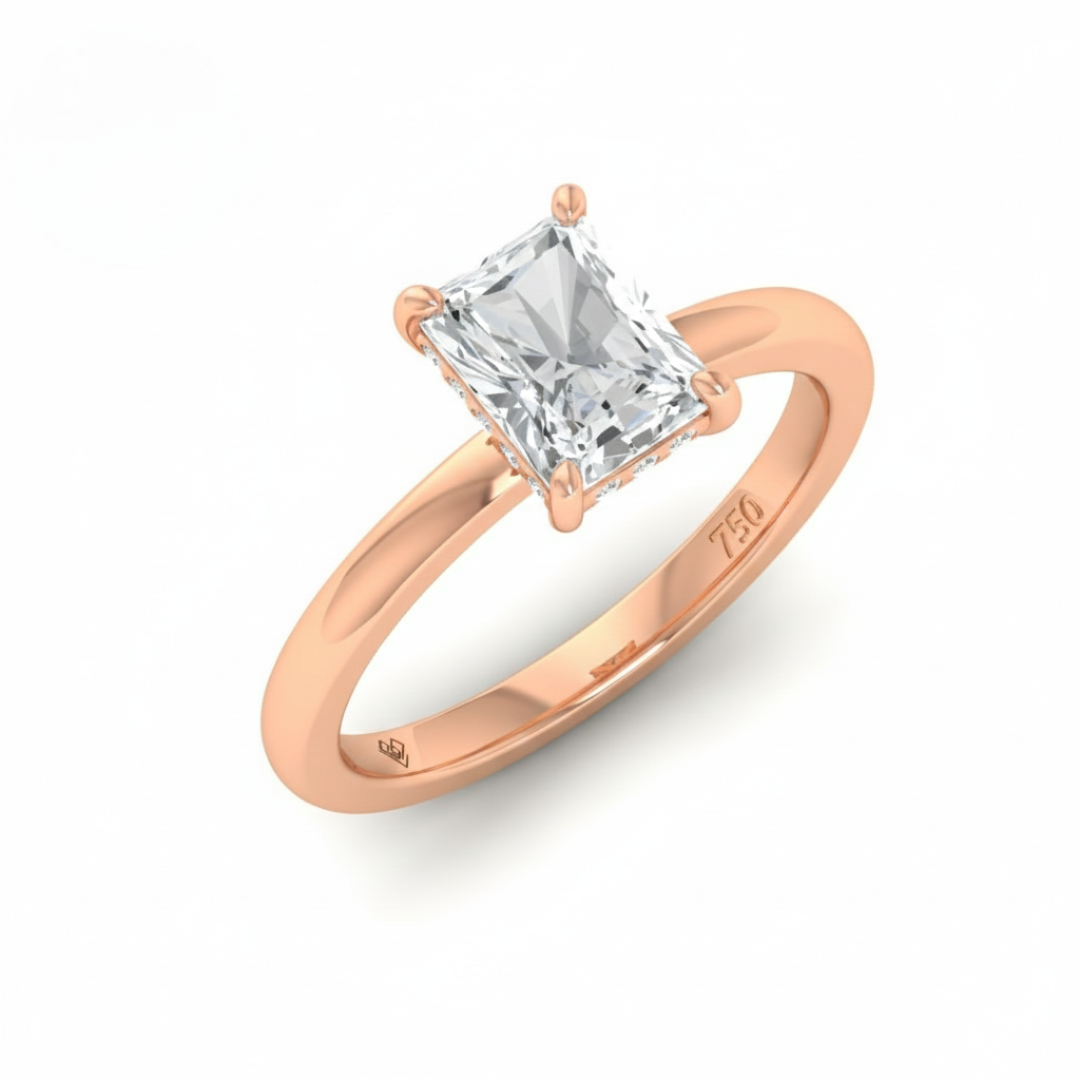 Kiara Radiant Cut Diamond With Hidden Halo Engagement Ring