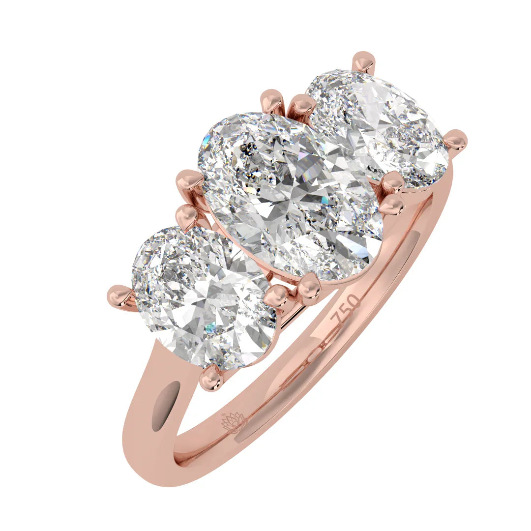 Genevieve Three Stone Oval Diamond Ring