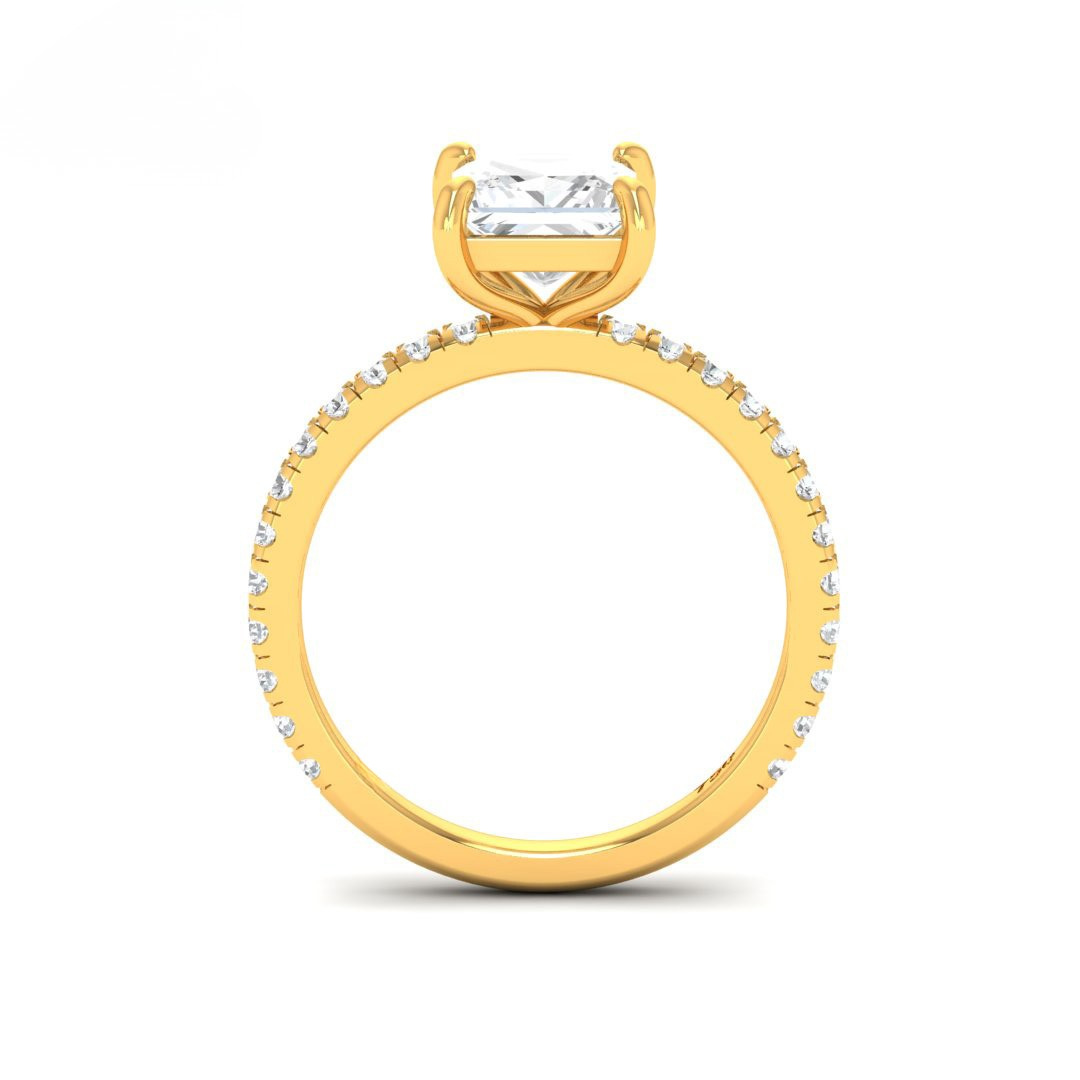 Athena Princess With Diamond Band Engagement Ring