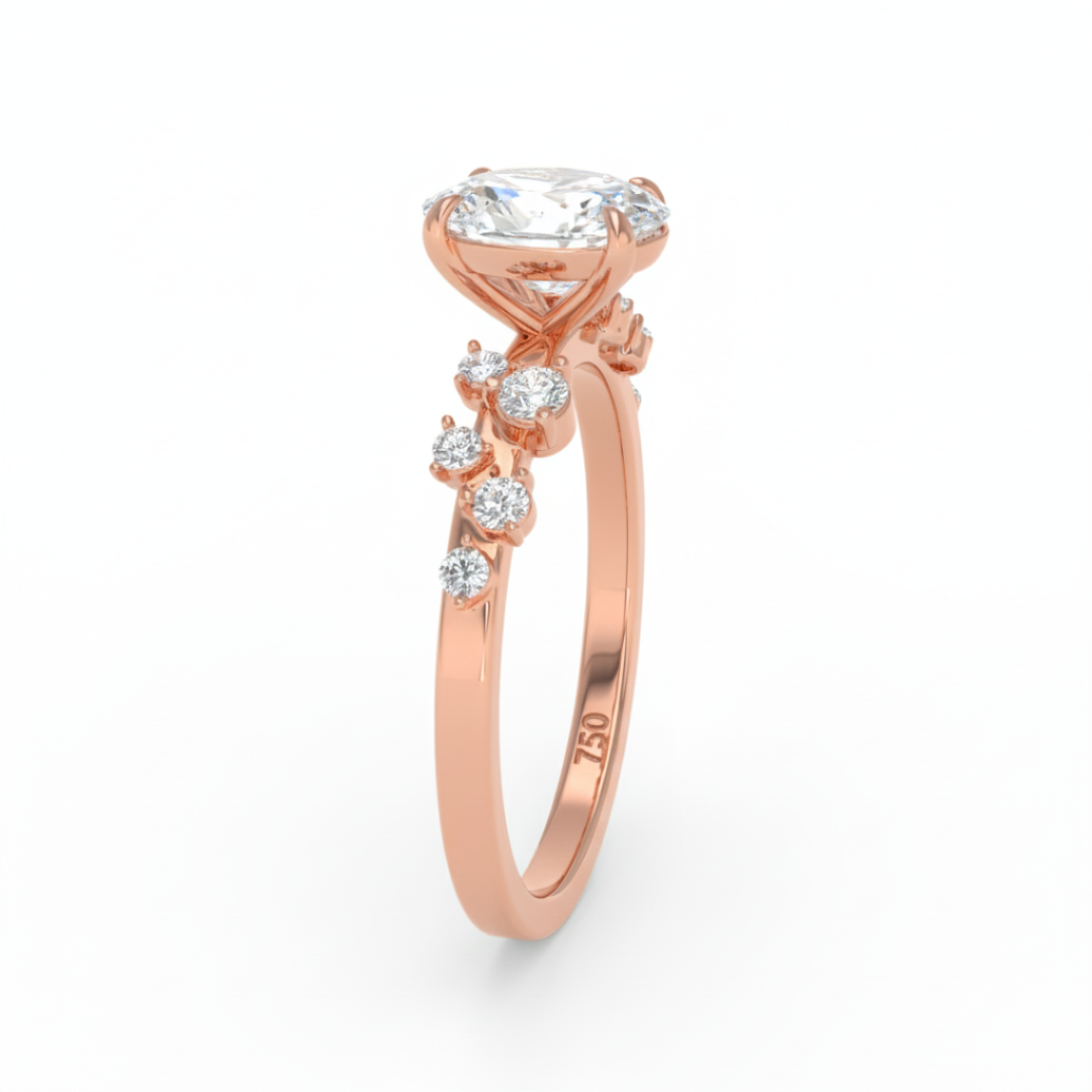 Lina Oval Cut Diamond Engagement Ring With Diamond Accent Band