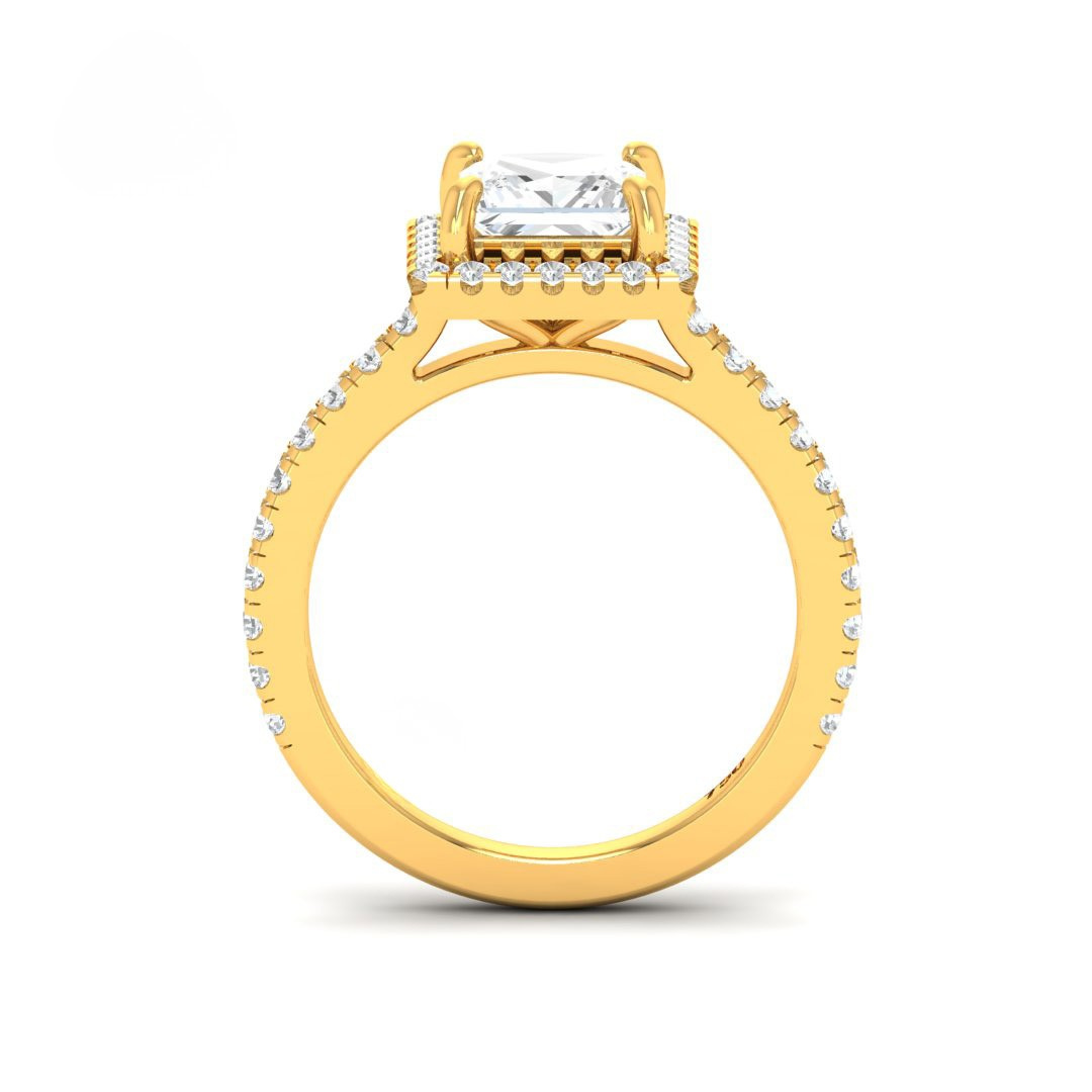 Belle Princess Cut Diamond Engagement Ring with Diamond Halo & Diamond Band