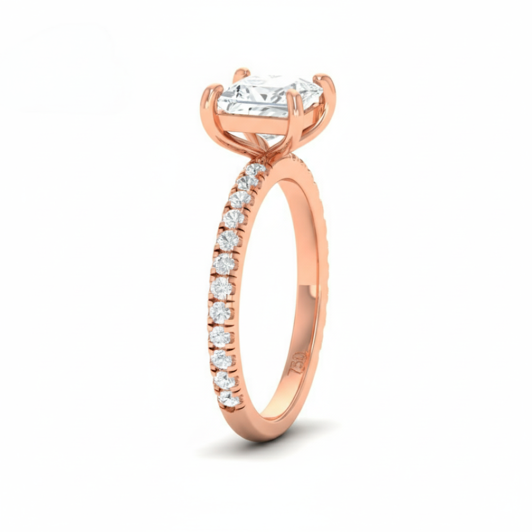 Athena Princess With Diamond Band Engagement Ring