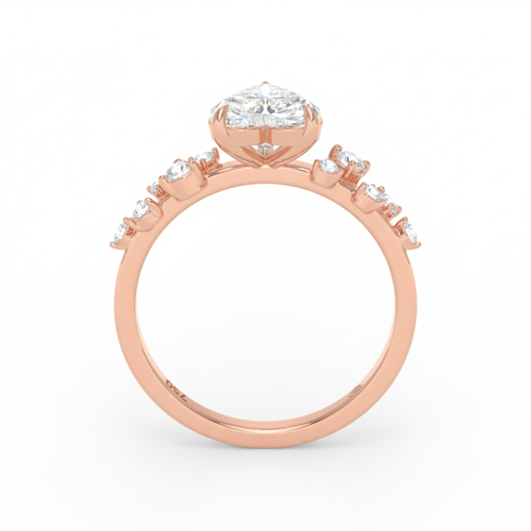 Lina Heart Cut Diamond Engagement Ring With Diamond Accent Band