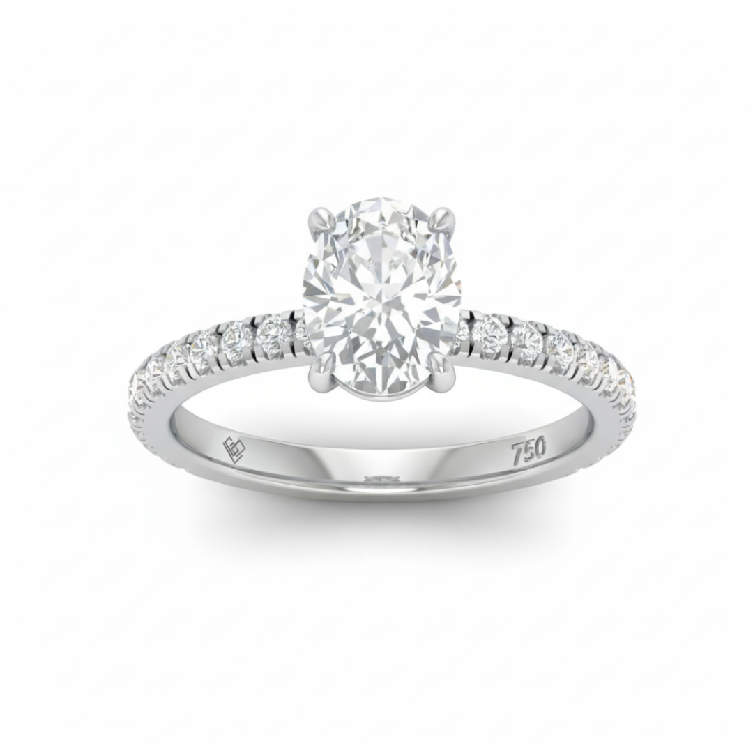 Athena Oval With Diamond Band Engagement Ring