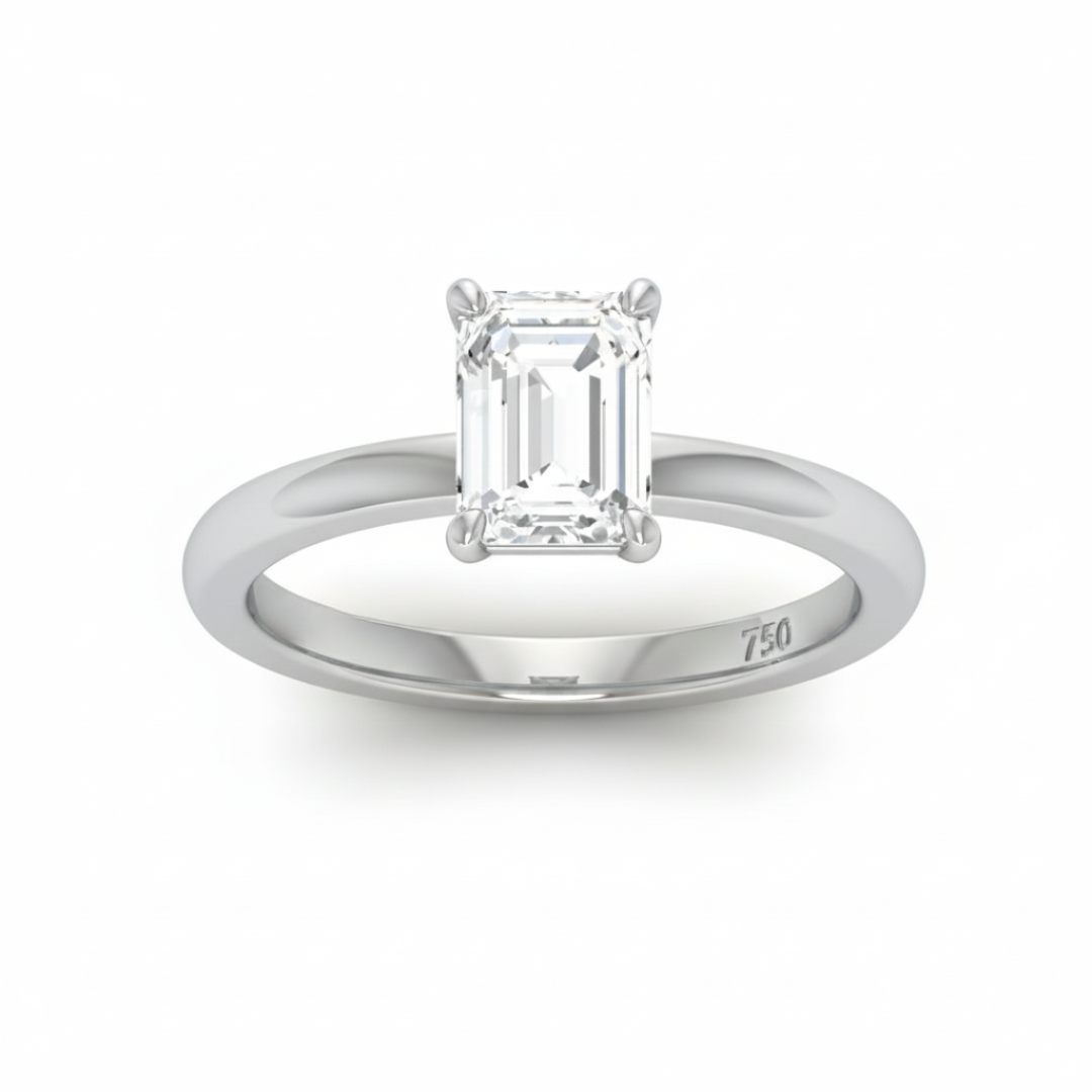 Anaya Solitaire Emerald Cut With Diamond Engagement Ring
