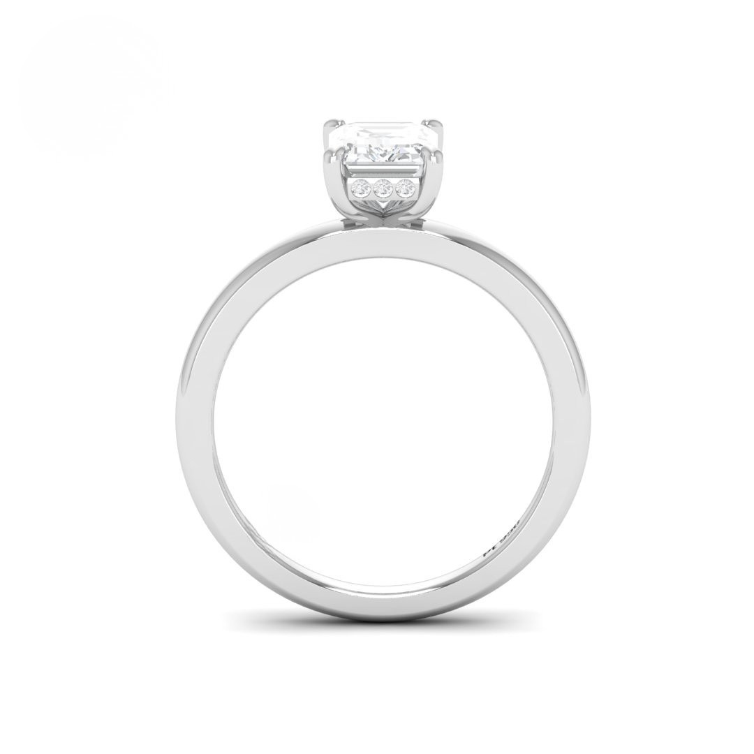 Kiara Emerald Cut Diamond With Hidden Halo Engagement Ring
