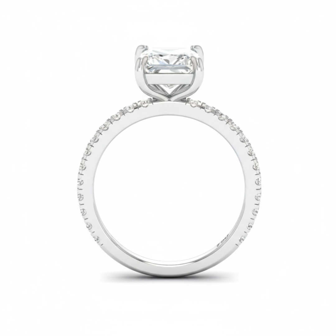 Athena Princess With Diamond Band Engagement Ring